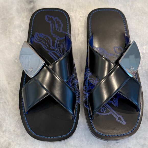 Burberry Black Leather EKD Strip Shield Slide Sandal, all sizes - Picture 15 of 15